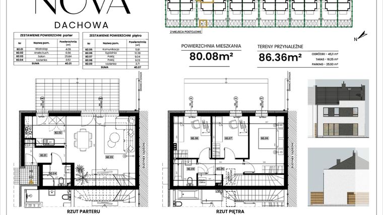 Rzut - Dom na sprzedaż 4 pokoje o powierzchni 80,29 m² - numer B2 w Nova Dachowa II