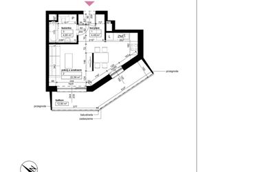 Rzut - Mieszkanie na sprzedaż 1 pokój o powierzchni 31,71 m² - numer D2/2/5/22 w Malta Wołkowyska etap III
