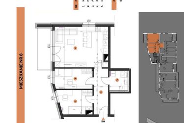 Rzut - Mieszkanie na sprzedaż 3 pokoje o powierzchni 61,34 m² - numer 8 w Buraczana 27
