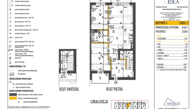 Rzut - Mieszkanie na sprzedaż 3 pokoje o powierzchni 61,45 m² - numer 4-L2 w Osiedle Idea etap II