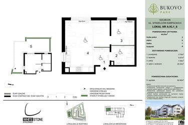 Rzut - Mieszkanie na sprzedaż 2 pokoje o powierzchni 44,03 m² - numer A.1.6 w Bukovo Park