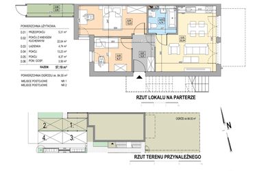 Rzut - Mieszkanie na sprzedaż 3 pokoje o powierzchni 57,55 m² - numer B24-P-B w Osiedle Bakaliowe