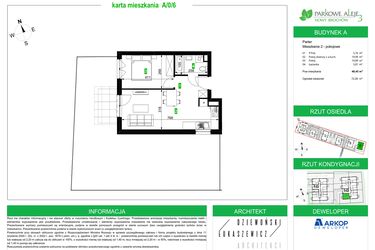 Rzut - Mieszkanie na sprzedaż 2 pokoje o powierzchni 40,45 m² - numer A/0/6 w Osiedle Parkowe Aleje etap III