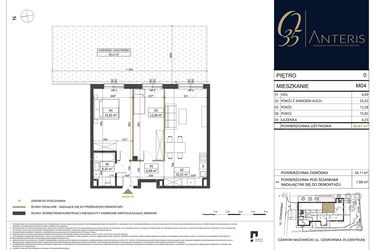 Rzut - Mieszkanie na sprzedaż 3 pokoje o powierzchni 64,87 m² - numer M.04 w Ożarowska 35
