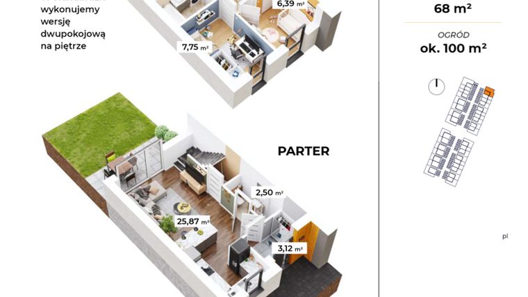 Rzut - Mieszkanie na sprzedaż 3 pokoje o powierzchni 67,53 m² - numer A-5 w Osiedle Lędziny