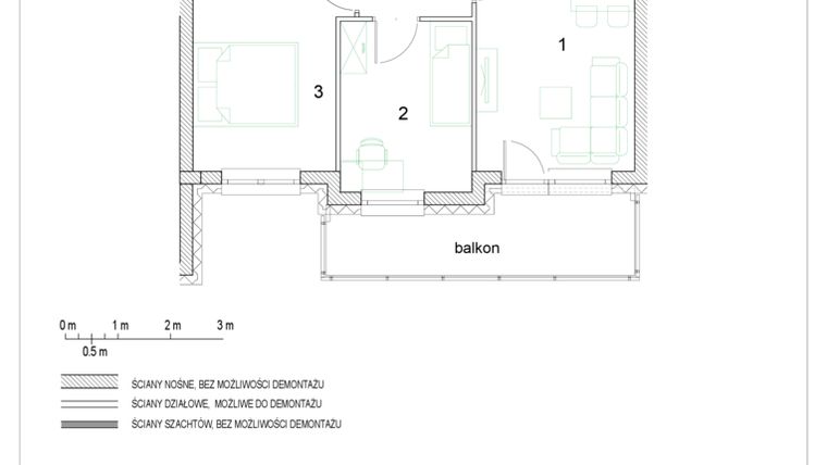 Rzut - Mieszkanie na sprzedaż 3 pokoje o powierzchni 45,9 m² - numer F1/P3/10 w Osiedle Jodłowa bud. F