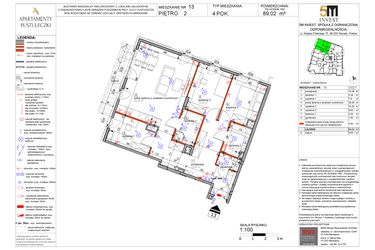 Rzut - Mieszkanie na sprzedaż 4 pokoje o powierzchni 85,4 m² - numer 13 w Apartamenty Pustułeczki