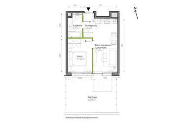 Rzut - Mieszkanie na sprzedaż 2 pokoje o powierzchni 35,73 m² - numer A2/08 w Bemowo Vita