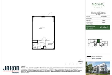 Rzut - Lokal użytkowy na sprzedaż 1 pokój o powierzchni 44,53 m² - numer 2.AU7 w Mosina Park