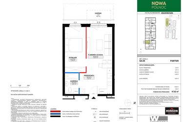 Rzut - Mieszkanie na sprzedaż 2 pokoje o powierzchni 41,42 m² - numer 4A_05 w Nowa Północ etap 2