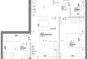 Rzut - Mieszkanie na sprzedaż 3 pokoje o powierzchni 54,23 m² - numer O20 w Miasto Ogród 6 - OSLO i SZTOKHOLM