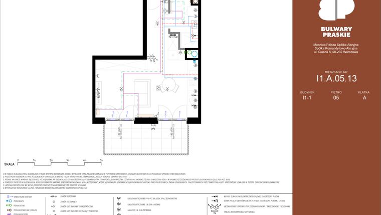 Rzut - Mieszkanie na sprzedaż 1 pokój o powierzchni 31,31 m² - numer I1.A.05.13 w Bulwary Praskie etap I i J