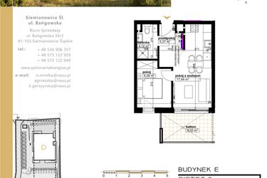 Rzut - Mieszkanie na sprzedaż 2 pokoje o powierzchni 36,21 m² - numer E.3.6 w Panorama Bańgów Etap II