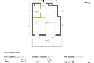 Rzut - Mieszkanie na sprzedaż 2 pokoje o powierzchni 37,01 m² - numer 1.0.12 w Aroniowa Vita