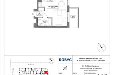 Rzut - Mieszkanie na sprzedaż 1 pokój o powierzchni 28,41 m² - numer A.4M15 w Dobre Miejsce