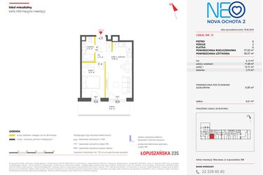 Rzut - Mieszkanie na sprzedaż 2 pokoje o powierzchni 37,02 m² - numer 39 w Neo Nova Ochota 2