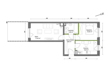 Rzut - Mieszkanie na sprzedaż 2 pokoje o powierzchni 48,41 m² - numer E2/H/03 w Orawska Vita