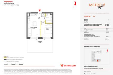 Rzut - Mieszkanie na sprzedaż 2 pokoje o powierzchni 39,95 m² - numer 97 w Metro Art 11