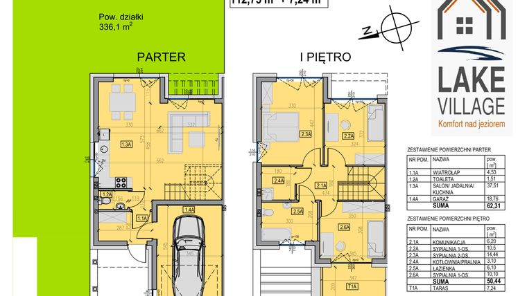 Rzut - Dom na sprzedaż 4 pokoje o powierzchni 112,25 m² - numer 32/1 w Lake Village etap IV