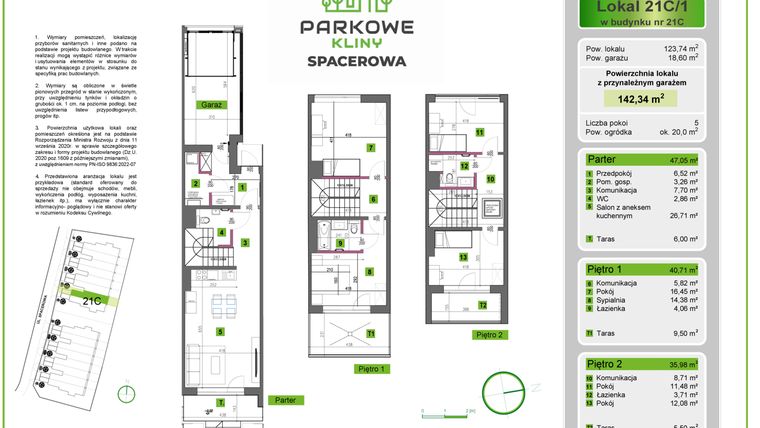 Rzut - Dom na sprzedaż 5 pokoi o powierzchni 142,34 m² - numer 21C/1 w Parkowe Kliny