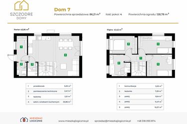 Rzut - Dom na sprzedaż 4 pokoje o powierzchni 89,57 m² - numer 7 w Szczodre Domy