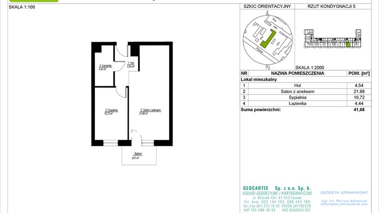 Rzut - Mieszkanie na sprzedaż 2 pokoje o powierzchni 41,68 m² - numer 28/92 w Symfonia Ptasia 28