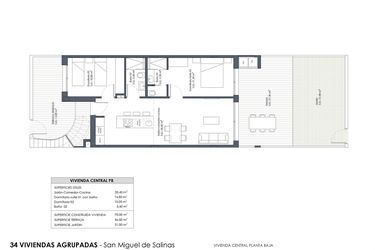 Rzut - Dom na sprzedaż 3 pokoje o powierzchni 70 m² - numer 7 w Domy w San Miguel de Salinas - 10851943