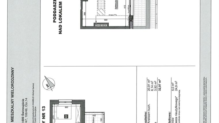 Rzut - Mieszkanie na sprzedaż 2 pokoje o powierzchni 32,97 m² - numer 13 w Słoneczne Świnoujście