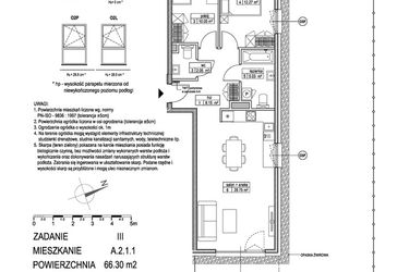 Rzut - Mieszkanie na sprzedaż 3 pokoje o powierzchni 66,28 m² - numer A.2.1.1 w Atut III