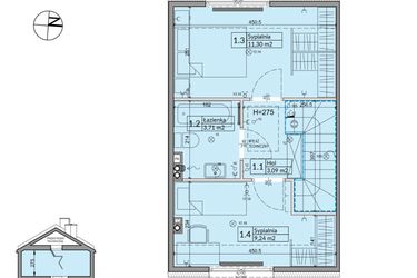 Rzut - Dom na sprzedaż 3 pokoje o powierzchni 62,3 m² - numer 20A w Osiedle Stokrotki etap 3