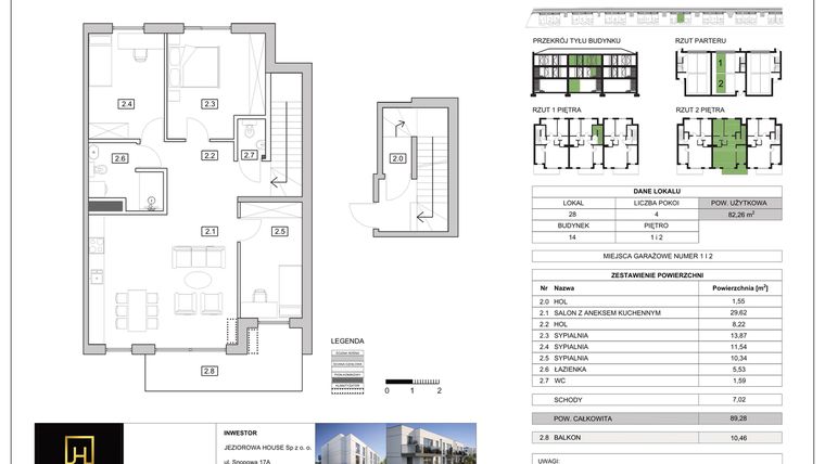 Rzut - Mieszkanie na sprzedaż 4 pokoje o powierzchni 82,26 m² - numer 28 w Nova Jeziorowa