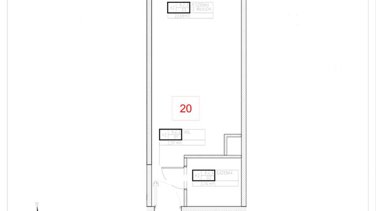 Rzut - Mieszkanie na sprzedaż 1 pokój o powierzchni 28,79 m² - numer A2-3 w Rezydencja Ogród Saski etap I i II