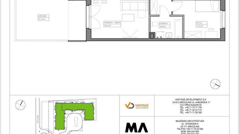 Rzut - Mieszkanie na sprzedaż 3 pokoje o powierzchni 66,03 m² - numer PT/A/0/4 w Przystanek Tarnogaj