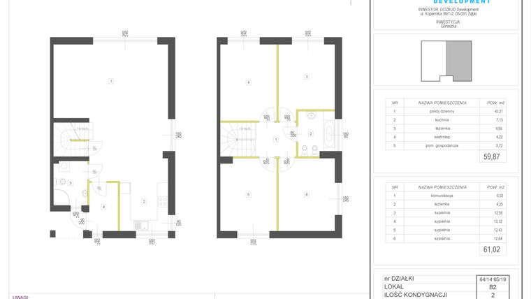 Rzut - Dom na sprzedaż 5 pokoi o powierzchni 120,89 m² - numer 64/14.B2 w Domy Góraszka etap XIV