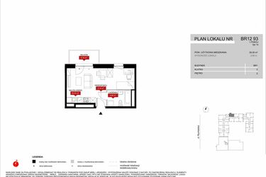 Rzut - Mieszkanie na sprzedaż 1 pokój o powierzchni 29,35 m² - numer BR12/93 w Browary Wrocławskie 2