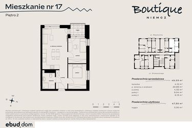 Rzut - Mieszkanie na sprzedaż 3 pokoje o powierzchni 49,03 m² - numer 17 w Boutique NIEMCZ