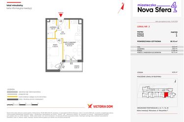Rzut - Mieszkanie na sprzedaż 2 pokoje o powierzchni 38,1 m² - numer 2 w Miasteczko Nova Sfera 4