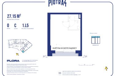 Rzut - Lokal użytkowy na sprzedaż 1 pokój o powierzchni 27,15 m² - numer 1.L5 w Piotra 4
