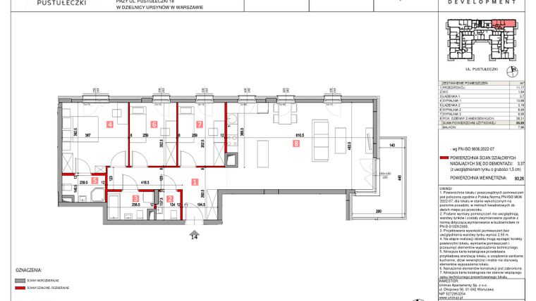 Rzut - Mieszkanie na sprzedaż 4 pokoje o powierzchni 89,89 m² - numer M14 w Apartamenty Pustułeczki
