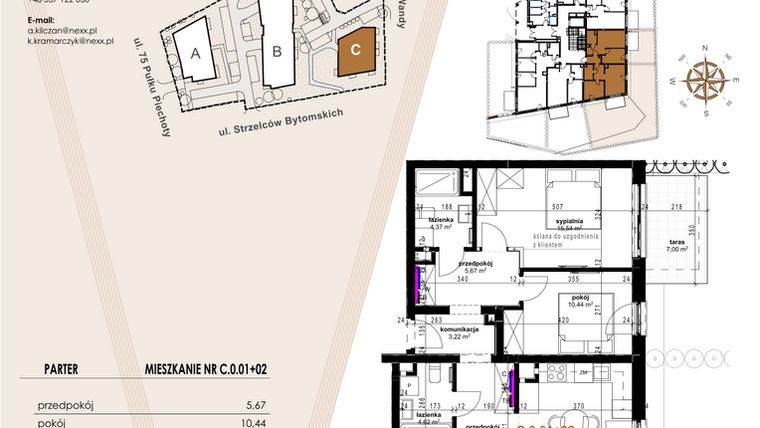Rzut - Mieszkanie na sprzedaż 2 pokoje o powierzchni 36,02 m² - numer VC.0.01 w Vanda Park