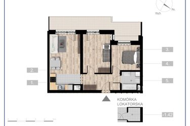 Rzut - Mieszkanie na sprzedaż 3 pokoje o powierzchni 54,86 m² - numer 4 w Szczytno Dąbrowskiego - etap 3