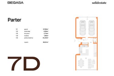 Rzut - Dom na sprzedaż 5 pokoi o powierzchni 176,44 m² - numer 7D w BIEGASA