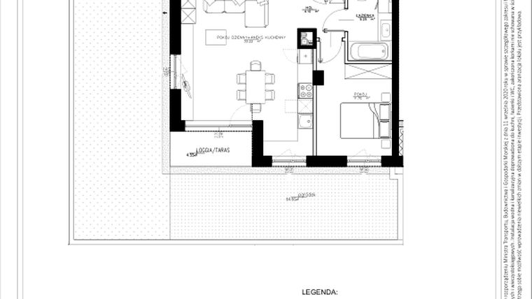 Rzut - Mieszkanie na sprzedaż 2 pokoje o powierzchni 50,91 m² - numer B35 w Osiedle pod Klonami "Klonowa 11"