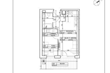 Rzut - Mieszkanie na sprzedaż 2 pokoje o powierzchni 35,33 m² - numer B37 w Symfonia - Chodkiewicza 9