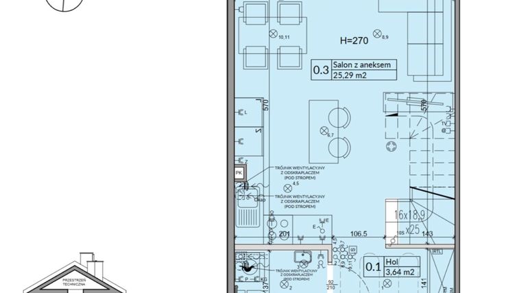 Rzut - Dom na sprzedaż 3 pokoje o powierzchni 62,3 m² - numer 26A w Osiedle Stokrotki etap 4 i 5