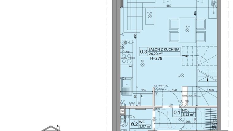 Rzut - Dom na sprzedaż 3 pokoje o powierzchni 68,42 m² - numer 15A w Osiedle Słoneczne etap II