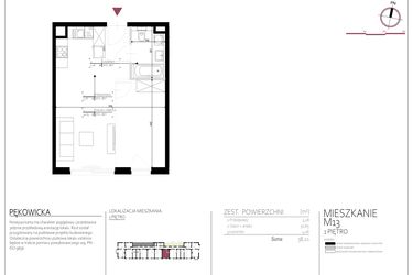 Rzut - Mieszkanie na sprzedaż 2 pokoje o powierzchni 38,21 m² - numer 13 w Pękowicka 96