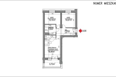 Rzut - Mieszkanie na sprzedaż 3 pokoje o powierzchni 51,88 m² - numer 3m.28 w Osiedle Rytm etap 2