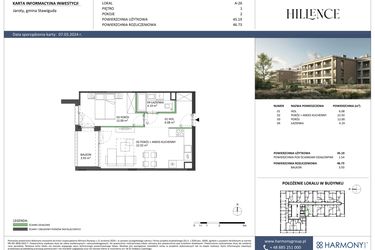 Rzut - Mieszkanie na sprzedaż 2 pokoje o powierzchni 46,73 m² - numer A-26 w Hillence