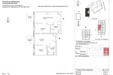 Rzut - Mieszkanie na sprzedaż 4 pokoje o powierzchni 62,15 m² - numer 17 w RZ21